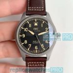 Swiss Replica IWC Pilots Mark XVIII Black Dial Leather Strap Watch
